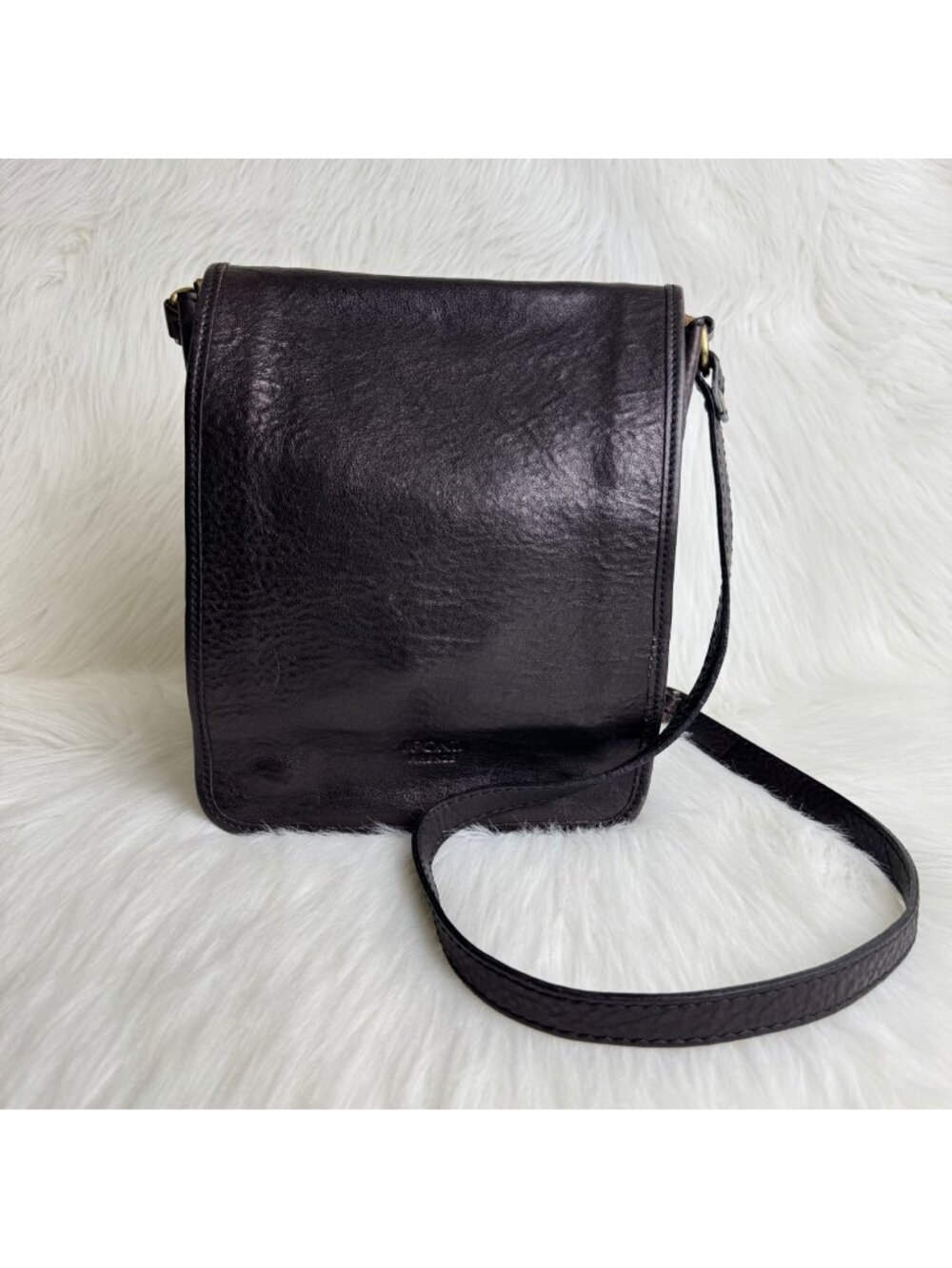 I Ponti Firenze Brown Leather Crossbody Bag Italy Double Compartment Purse